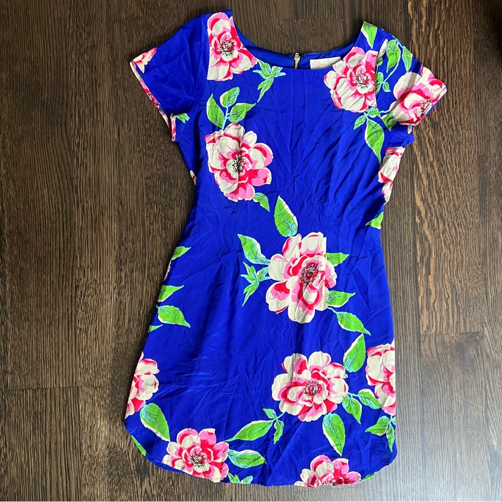 Yumi‎ Kim Blue Dress with Pink Floral Design, size M